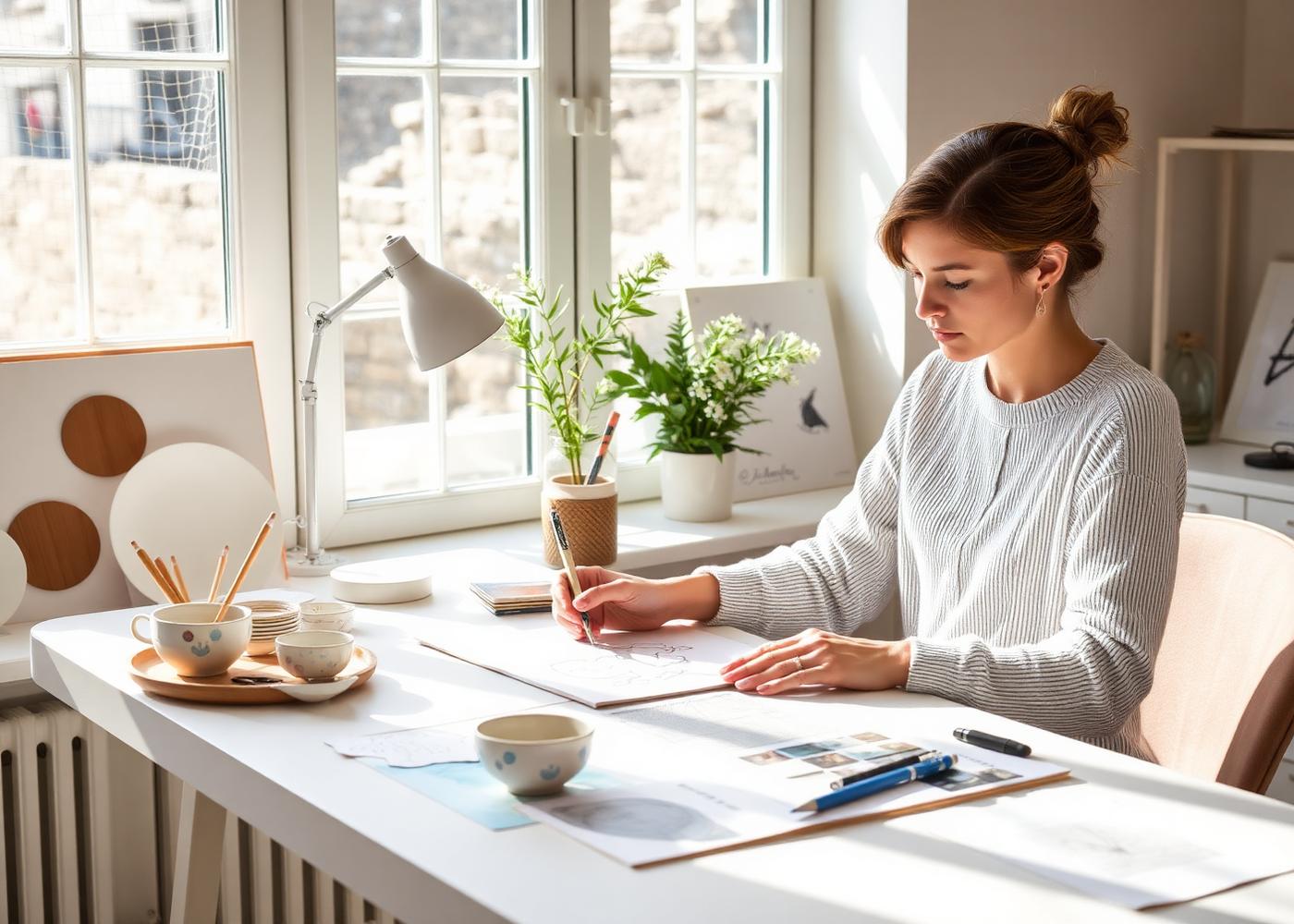 In-house designer sketching new collections